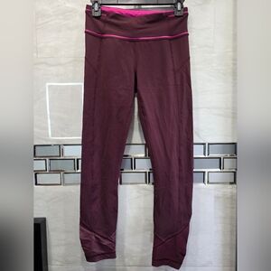 Lululemon Athletica Plum Leggings with Pink Trim